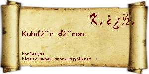 Kuhár Áron névjegykártya